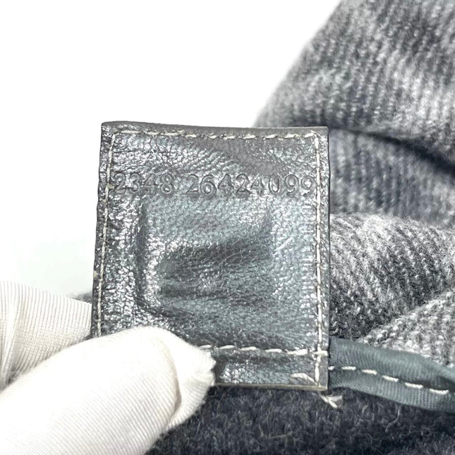 Fendi Baguette Bag Grey Wool Zucca Print Shoulder Bag