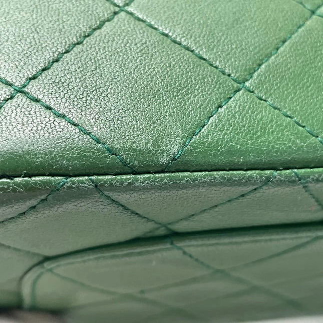 Chanel Vintage Classic Flap Mini Square Green Lambskin 24k Gold HW, 1989-1991