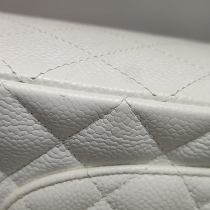 Chanel Classic Flap Medium 2010 White Caviar Leather Gold Hardware