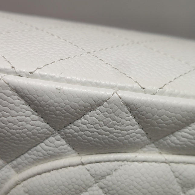 Chanel Classic Flap Medium 2010 White Caviar Leather Gold Hardware