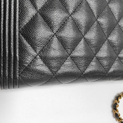 Chanel Wallet on Chain Boy Flap Black Caviar Leather Gold Hardware 2018