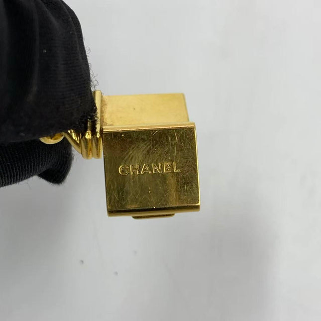 CHANEL Vintage PREMIERE Watch Small Black Leather and 24KT Yellow Gold Plated