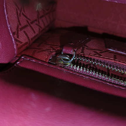 Lady Dior Mini Red Lambskin Leather Gold HW Chain Strap