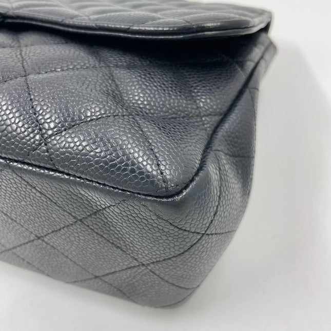 Chanel Classic Flap Jumbo 2009 Black Caviar Leather Single Flap Gold Hardware