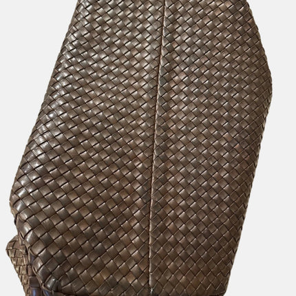 Sold Bottega Veneta Cabat Large Intreccio Leather Tote Bag Dark Chocolate Brown