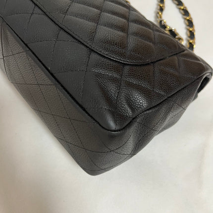 Chanel Classic Flap Jumbo 2009 Black Caviar Leather Single Flap Gold Hardware