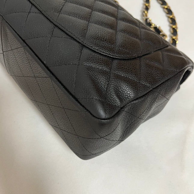 Chanel Classic Flap Jumbo 2009 Black Caviar Leather Single Flap Gold Hardware