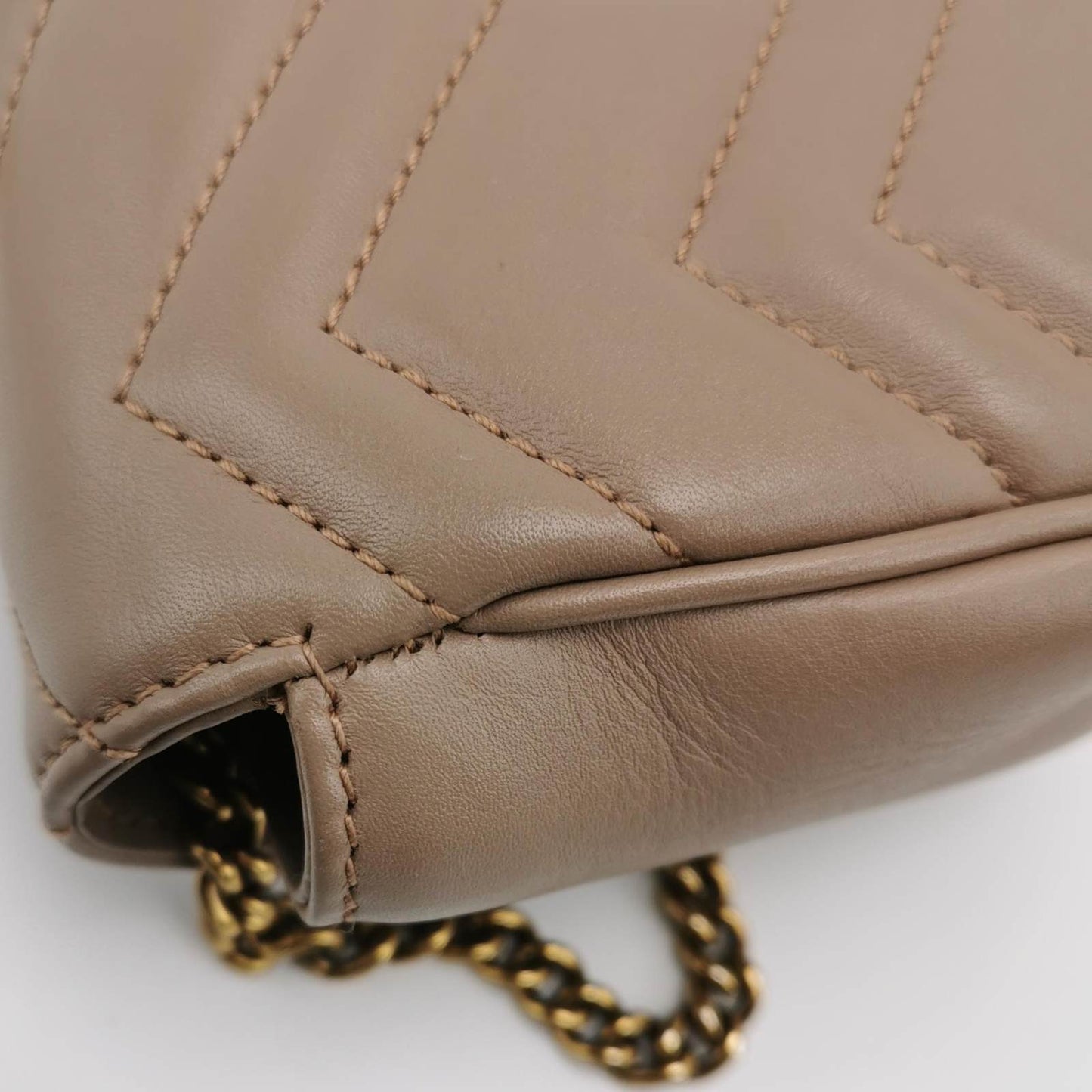 Sold Gucci Marmont Super Mini Flap Leather Bag Beige Leather