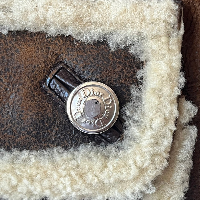 Dior Flight Medium Shoulder Bag Tan Brown Shearling