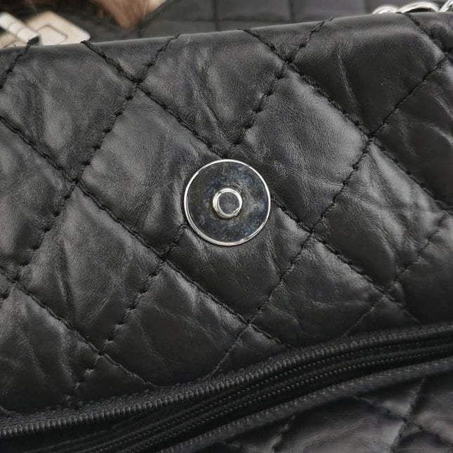 Sold Chanel Black Calfskin Fur Mademoiselle Lock 2way Tote, 2010