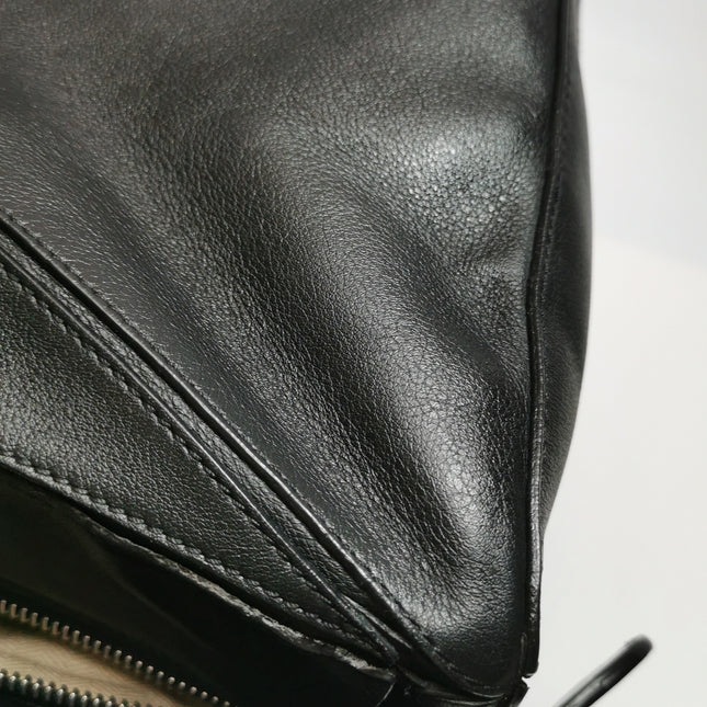 Loewe Puzzle Large Black Smooth Leather White Logo