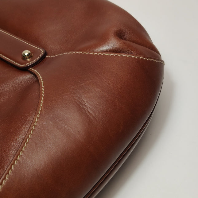 Gucci Bamboo Amalfi Hobo Horsebit Shoulder Bag Brown Leather