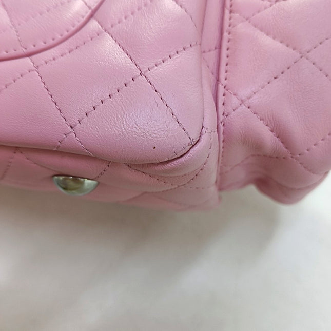 Chanel Cambon Large Pink Calfskin Leather Double Strap Handbag