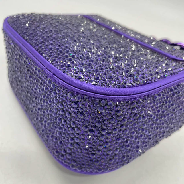 Versace La Medusa Mini Crystal Embellished Top Handle Bag in Purple
