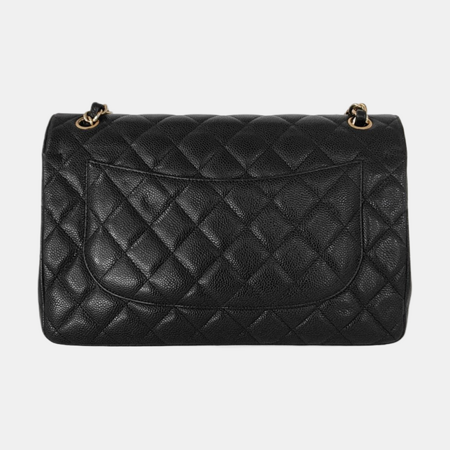 Chanel Classic Flap Jumbo Black Caviar Leather Double Flap with Gold Hardware