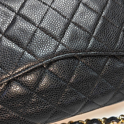 Chanel Classic Flap Medium Dark Navy Caviar Leather with 24k Gold Hardware, 2008