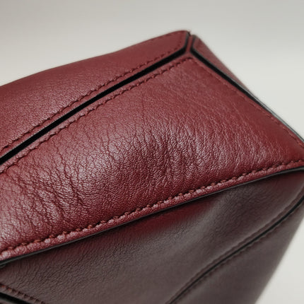 Loewe Puzzle Mini Burgundy Calfskin Leather Crossbody Bag