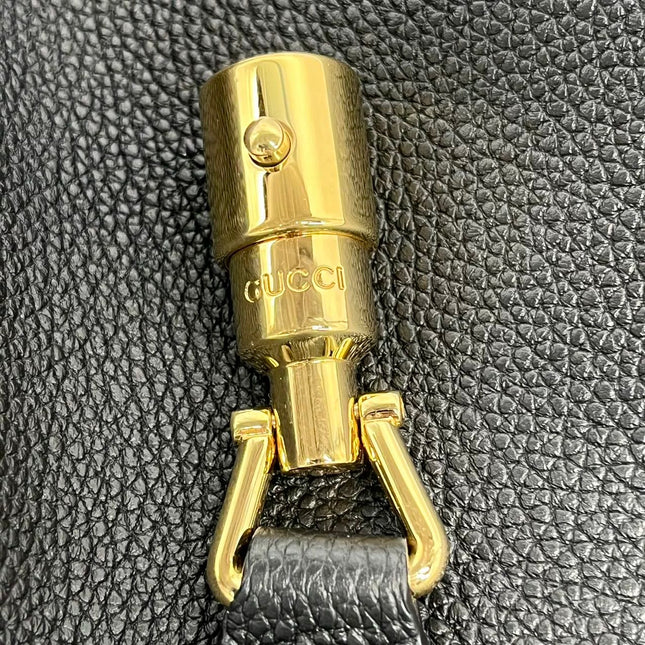 Gucci Jackie 1961 Black Large Pebbled Leather Shoulder Bag with Strap