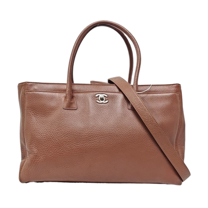 Chanel Cerf Executive Latte Dusty Pink Caviar Leather Handbag Silver Hardware With Strap-Luxbags