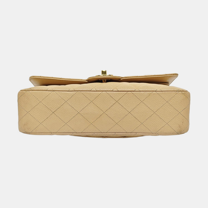 Chanel Timeless Classic Flap Medium Beige Caviar Leather Gold Hardware