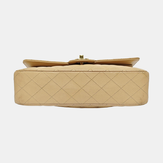 Chanel Timeless Classic Flap Medium Beige Caviar Leather Gold Hardware