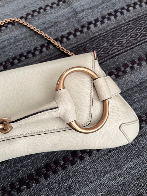 Sold Gucci Horsebit 1955 Large White Leather Shoulder Bag