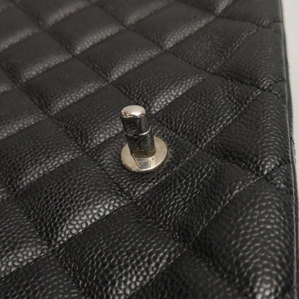 Chanel Classic Flap Jumbo Black Caviar Leather Single Flap Silver Hardware 2006-08