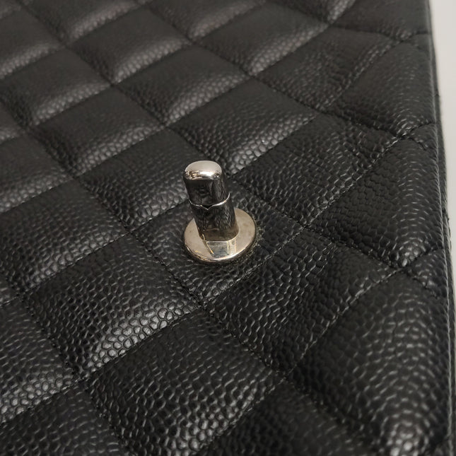 Chanel Classic Flap Jumbo Black Caviar Leather Single Flap Silver Hardware 2006-08