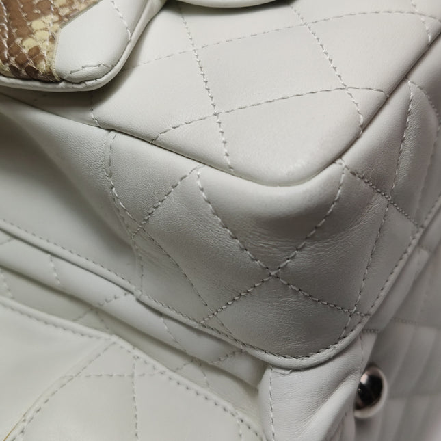 Chanel Cambon Multi-pocket Ligne Reporter Bag Large White Calfskin Leather