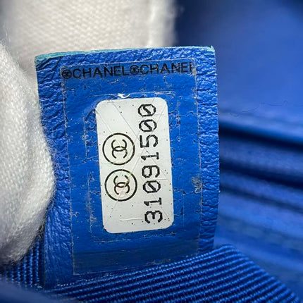 Chanel Mini Raffia Jute Striped Flap Bag Blue Diamond Wild Stitch