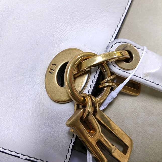 Lady Dior Medium Love White Calfskin Leather with Gold-tone Hardware