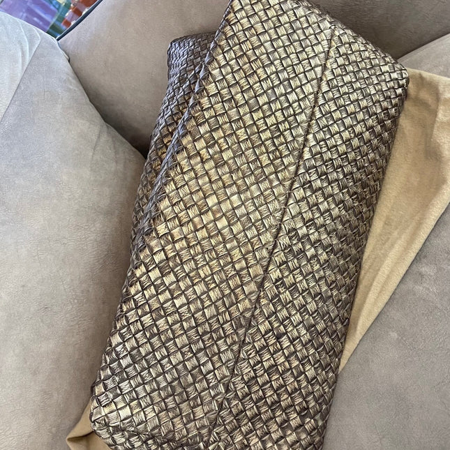 Bottega Veneta Cabat Large Intreccio Deerskin Leather Tote Bag Gold