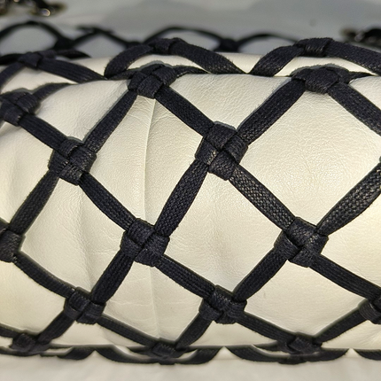 Chanel Lambskin Jumbo Canebiers Net Knots Flap White, 2011