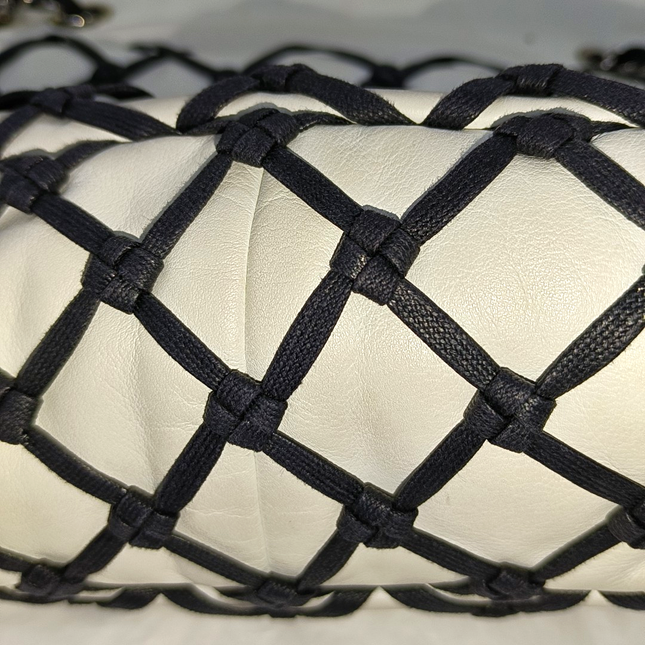 Chanel Lambskin Jumbo Canebiers Net Knots Flap White, 2011