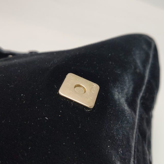 Fendi Baguette Vintage Rare Black Velvet with Gold Metal Tassles