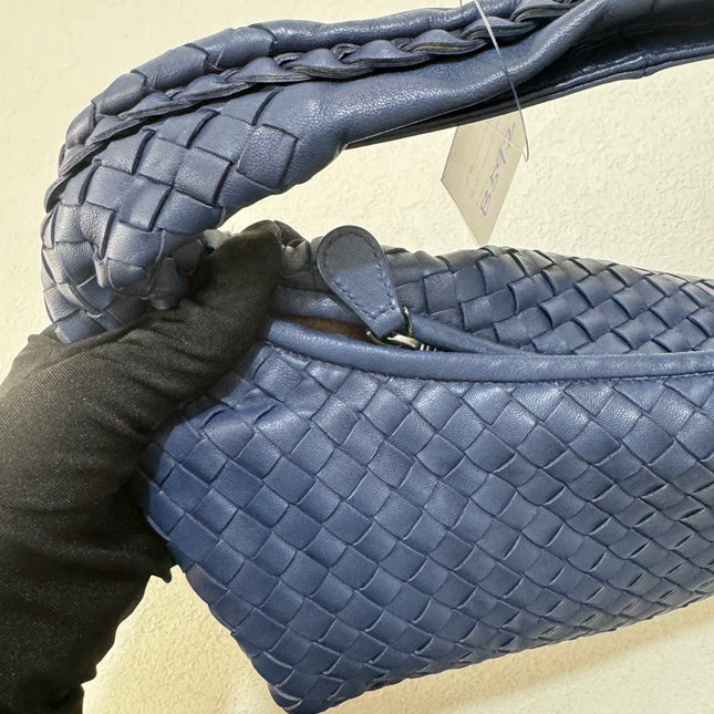 Bottega Veneta Veneta Hobo Medium Navy Intrecciato Leather Bag 40cm