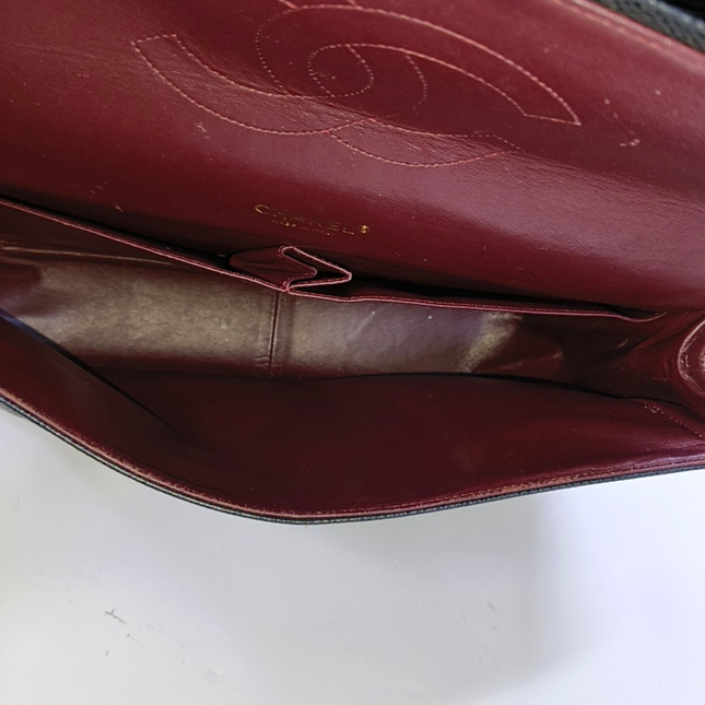 Chanel Classic Flap Maxi 2011 Black Caviar Leather Double Flap with Gold Hardware