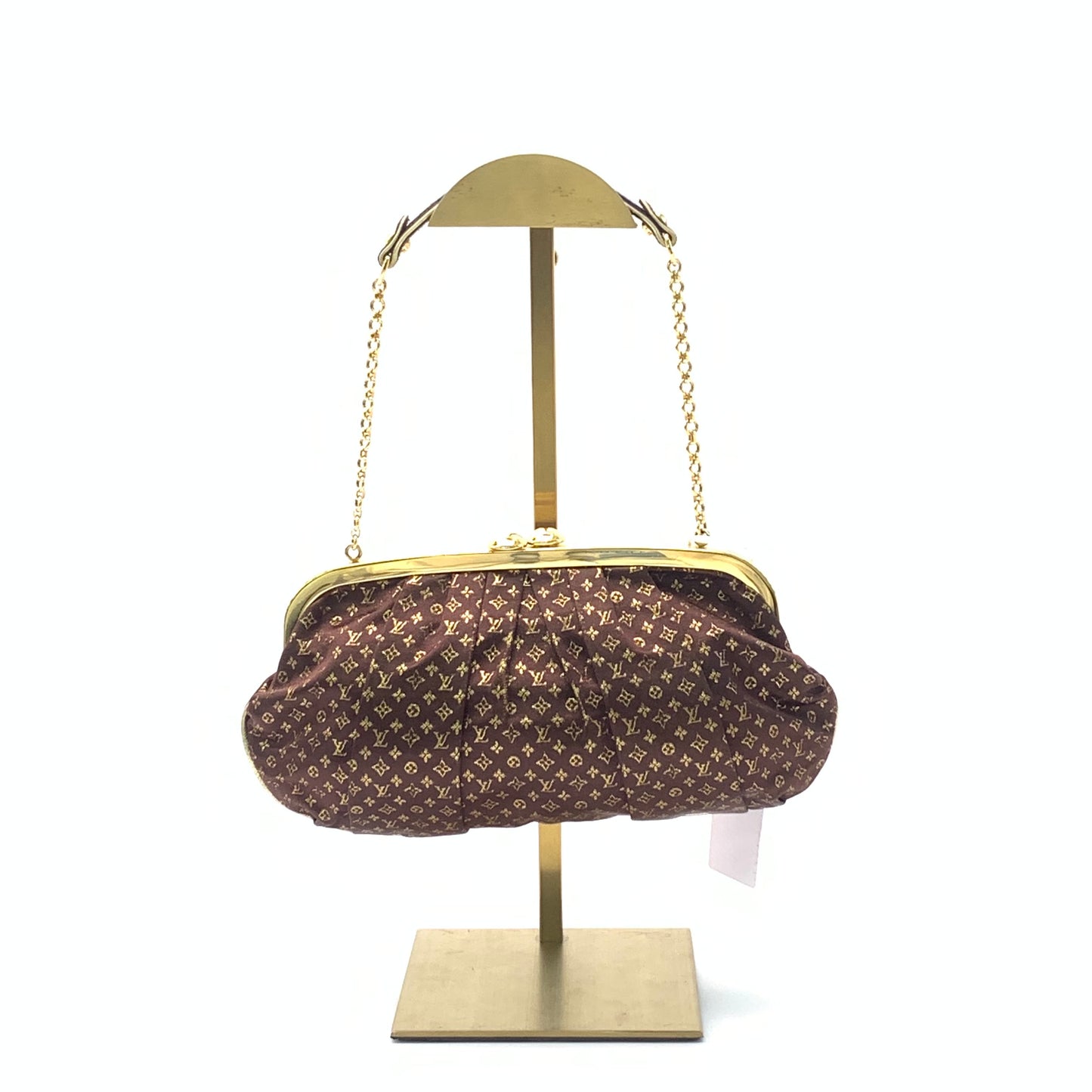 Louis Vuitton Brown Monogram Satin Aumoniere Evening Clutch Bag