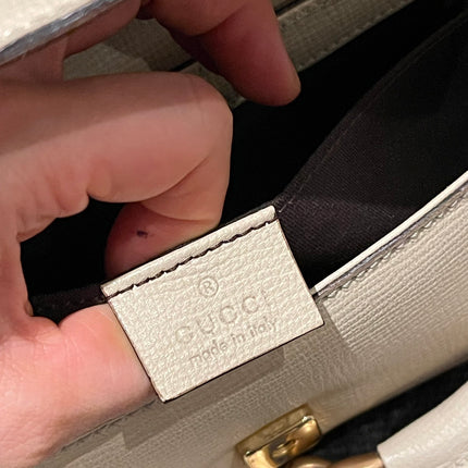 Gucci Horsebit 1955 Large White Leather Shoulder Bag