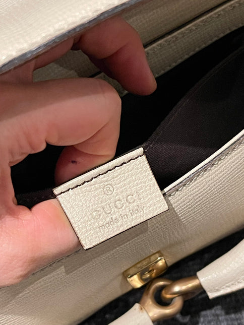 Gucci Horsebit 1955 Large White Leather Shoulder Bag