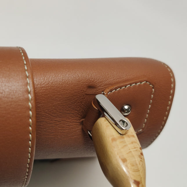 Goyard Saigon Mini Brown Canvas and Leather Wooden Top Handle Crossbody Bag