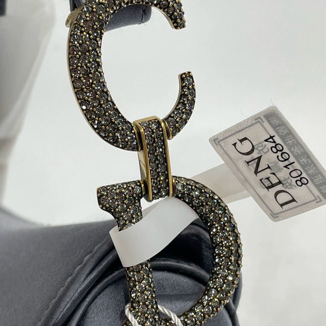 Sold Dior Saddle Mini Silk Blue with Crystal Embedded Buckles