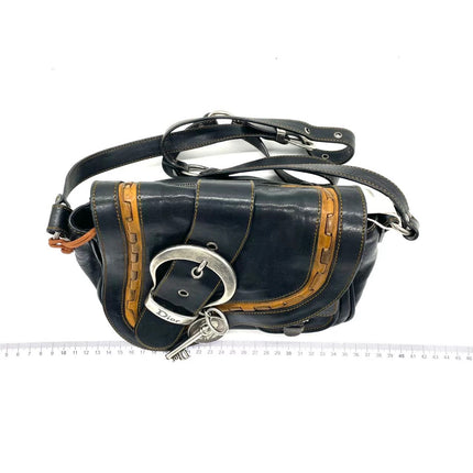 Dior Vintage Gaucho Mini Black Leather Crossbody Bag