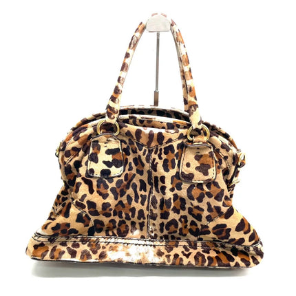 Prada Cheetah Print Large Brown Pony-style Calfskin Tote with Strap