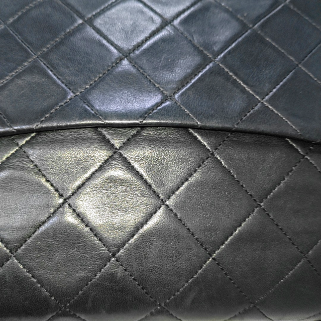 Chanel Classic Flap Vintage Large Black Lambskin Leather with 24k Gold Hardware, 1989-1991