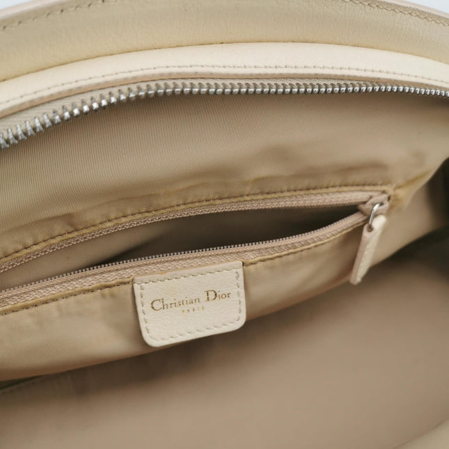 Dior Vintage Embroidered Diorissimo Bowler Bag Top White Monogram