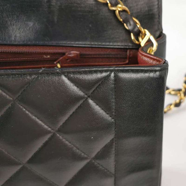 Chanel Diana CC Flap Bag 1994 Vintage Black Lambskin Leather with 24k Gold Hardware