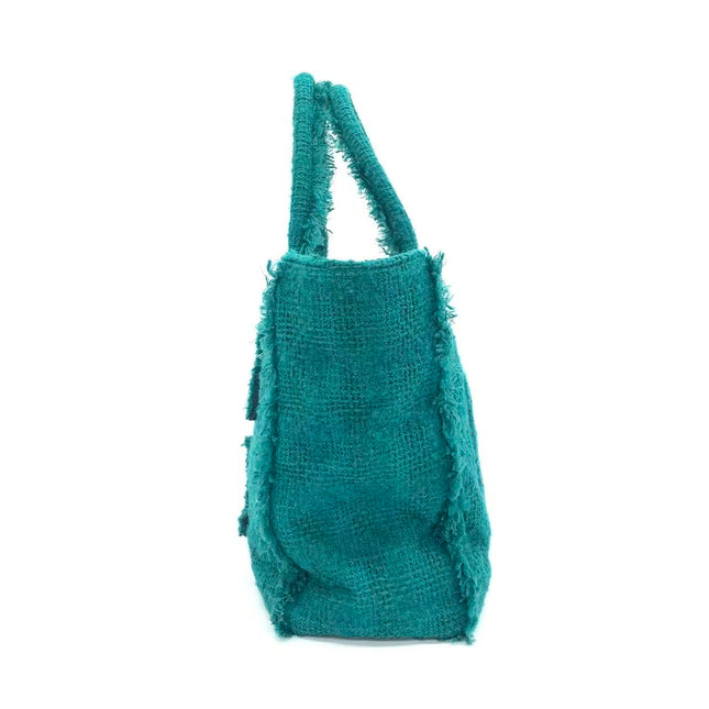 Chanel x Pharrel Williams Tweed Giant Logo Shopping Tote Green Quilted