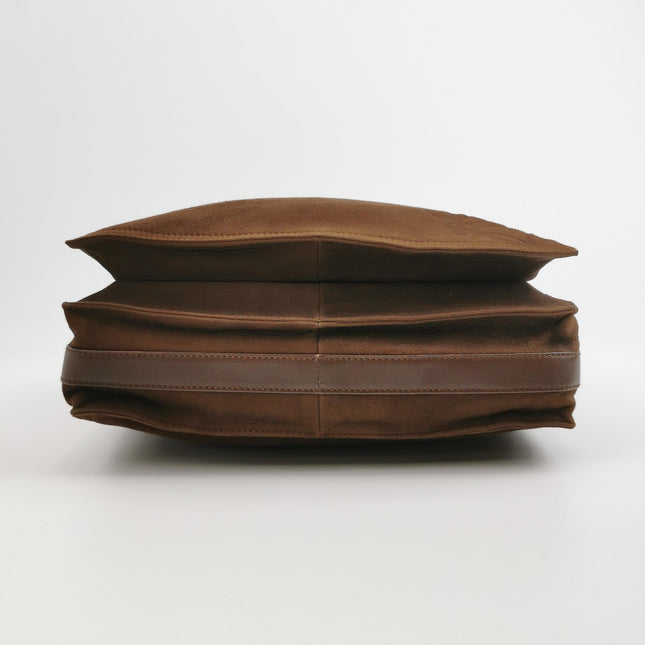 Loewe Flamenco Medium Brown Suede Leather Shoulder Bag 28cm