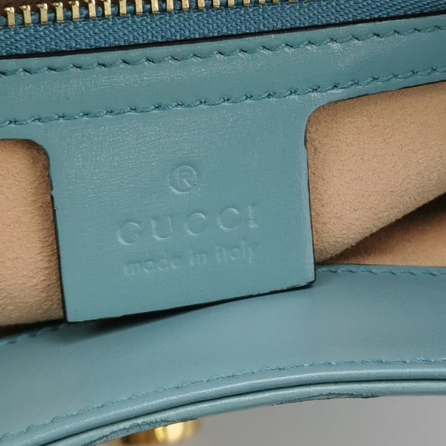Gucci Jackie 1961 Small Blue Leather Bag with Adjustable Strap
